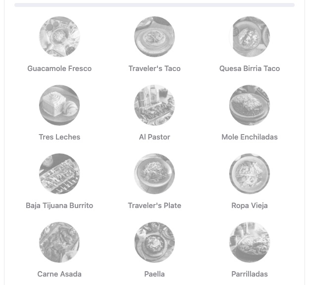 A twelve-item punch card, each stamp showing the item's own photo